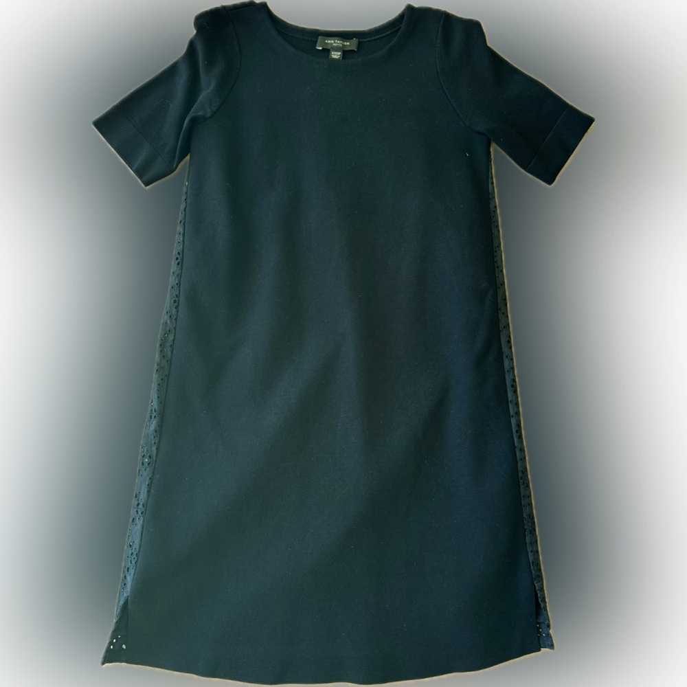 Black shift dress with cut out pattern on back